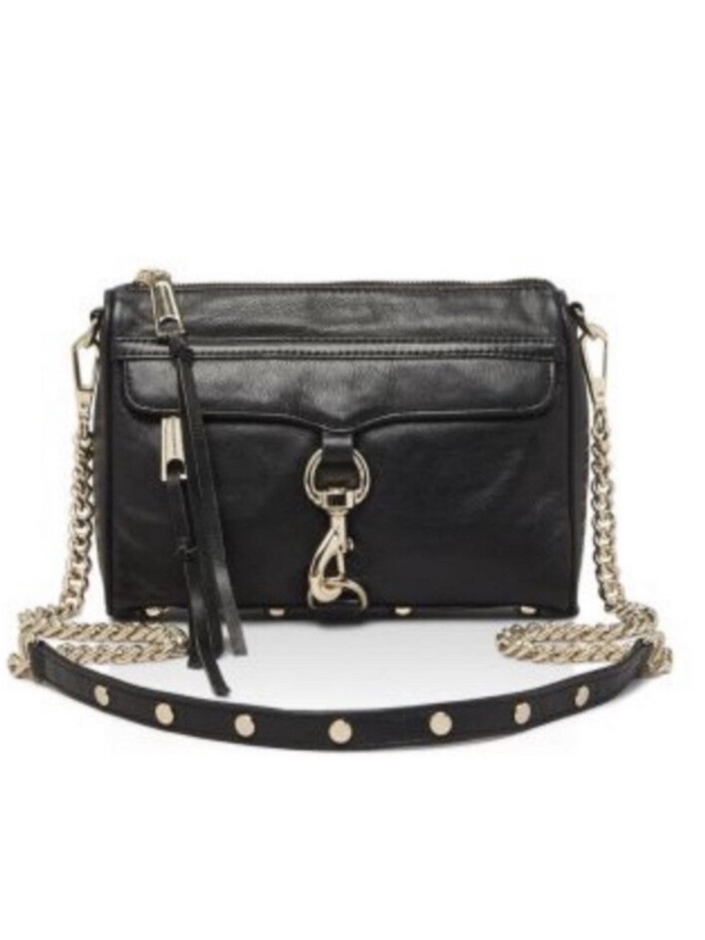 Rebecca Minkoff Moto Style Leather Crossbody Bag black & silver